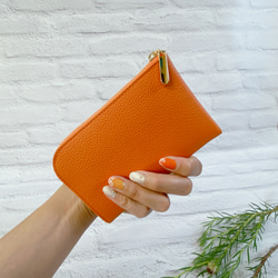 薄くて軽いコンパクトな財布 10枚カードポケット シュリンク オレンジ squeeze 3枚目の画像