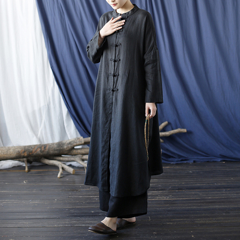 チャイナドレス風 ワンピース シンプル　黒色　2232