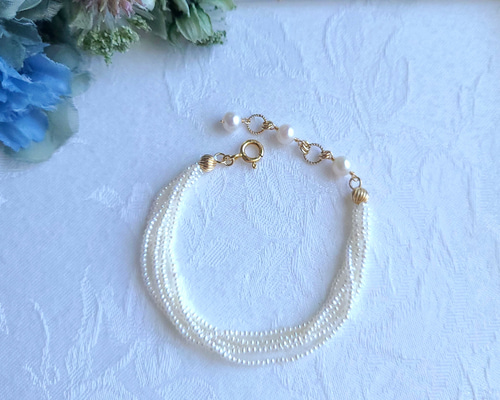 14kgf 淡水パールケシ5連ブレスレット B06-01 5連 ブレスレット Nerina