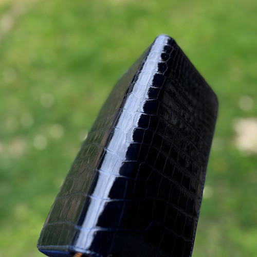 クロコダイル 財布 ネイビー ×グリーン No19020 シャイニングクロコ