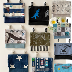 恐竜柄☆カーキ☆移動ポケット☆フタなし☆クリップ付き☆ハンドメイド 325285-1.jpg