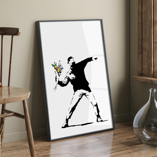 Banksy -Flower Thrower-』バンクシー アート インテリアポスター 写真