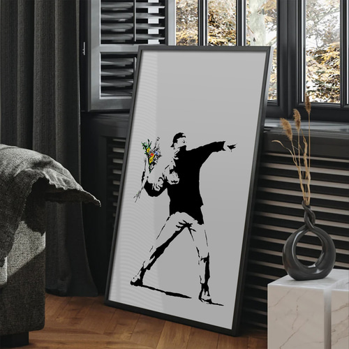 Banksy -Flower Thrower-』バンクシー アート インテリアポスター 写真