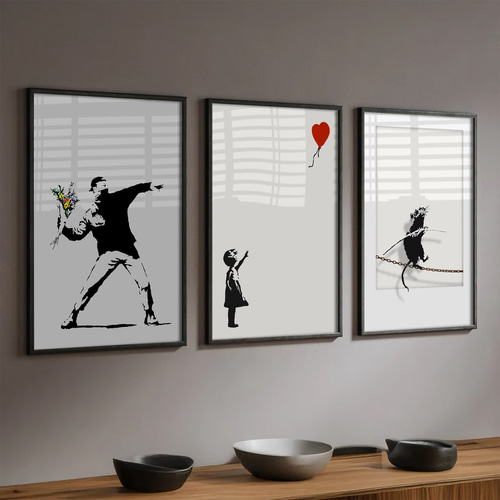 額装品/Flower Thrower/バンクシー/アート/インテリア/貴重 Banksy -Flower Thrower-』バンクシー アート インテリア