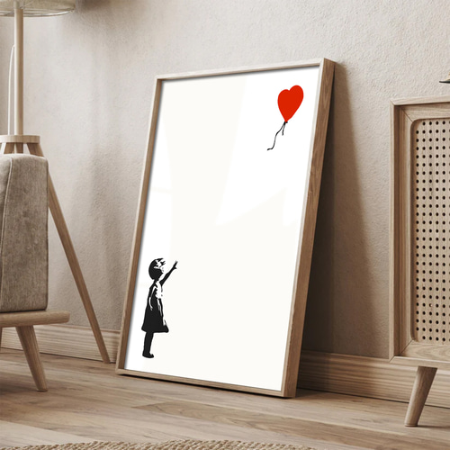 【額縁付き】 Banksy バンクシー A2ポスター ⑤ Banksy -Girl with Balloon-』バンクシー アート インテリア ア