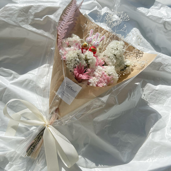 ドライフラワー 花束 ブーケ  ギフト プレゼント イエロー ブルー ホワイト　誕生日　プチギフト　母の日 6枚目の画像