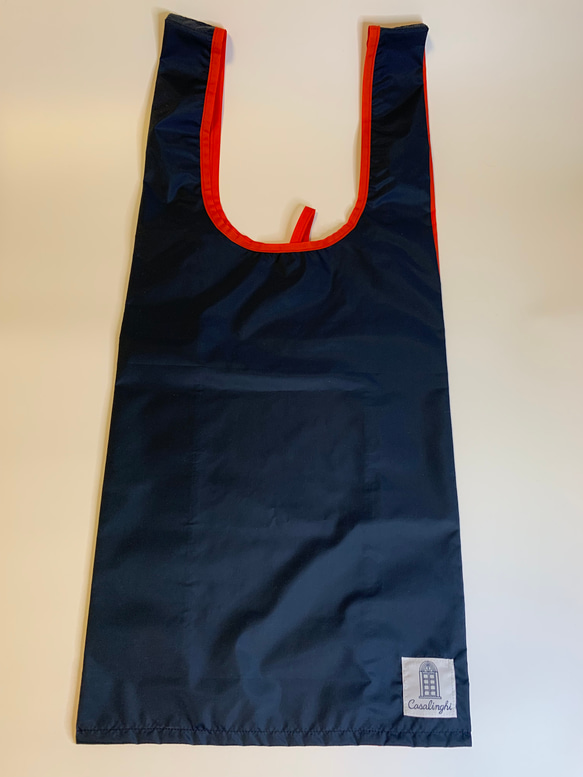 <One off>Colorful Nylon Eco Bag / Navy x Red 【ラスト１点】 3枚目の画像