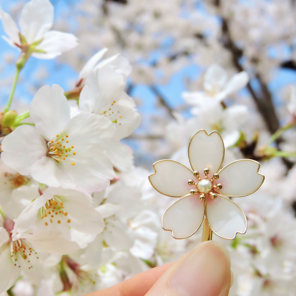 桜一輪のポニーフック　（白） 8枚目の画像