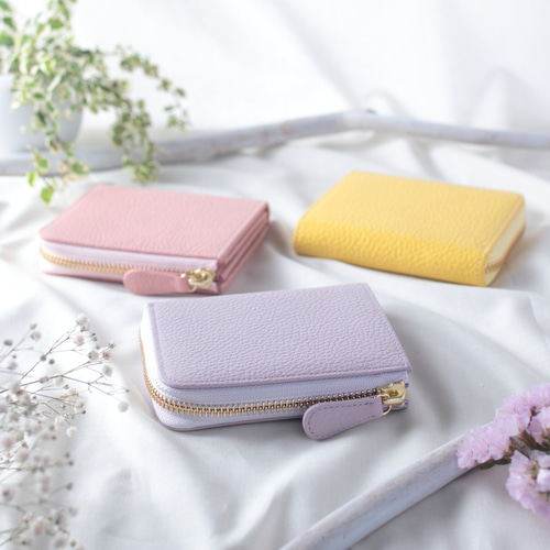 大きな小銭入れのL字ファスナー コンパクト財布 イタリアンレザー