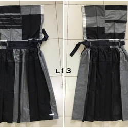 [L 碼] 在單色格子沙龍製作的連衣裙 &lt;&lt; 黑色 x 灰色 &gt;&gt; 第8張的照片