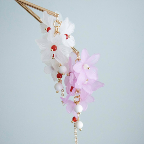 藤の花 かんざし フジ 簪 髪飾り ヘアアクセサリー ドレス 発表会 和装