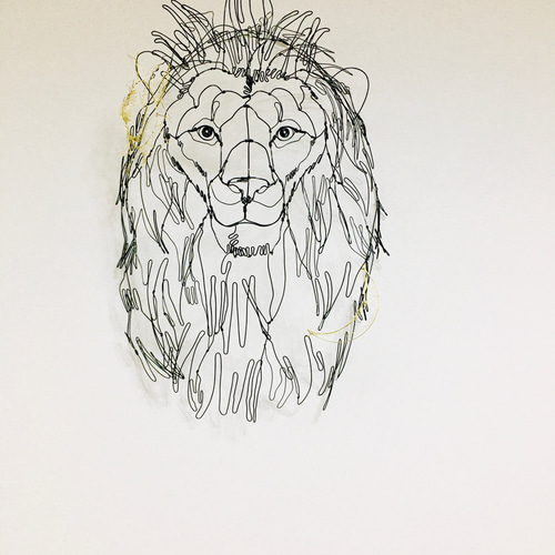 ワイヤーアート　ワイヤークラフト ライオン ワイヤーアート ワイヤークラフト ライオン 太陽と月【受注制作】 立体
