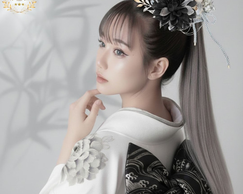 成人式 髪飾り 黒銀×白銀｜卒業式 袴 和装ヘア No.SV76 振袖