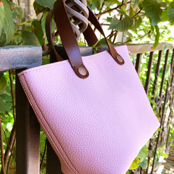 京都小旅 皮革托特包 手提包袋 (S) 嵐山粉櫻色 第7張的照片