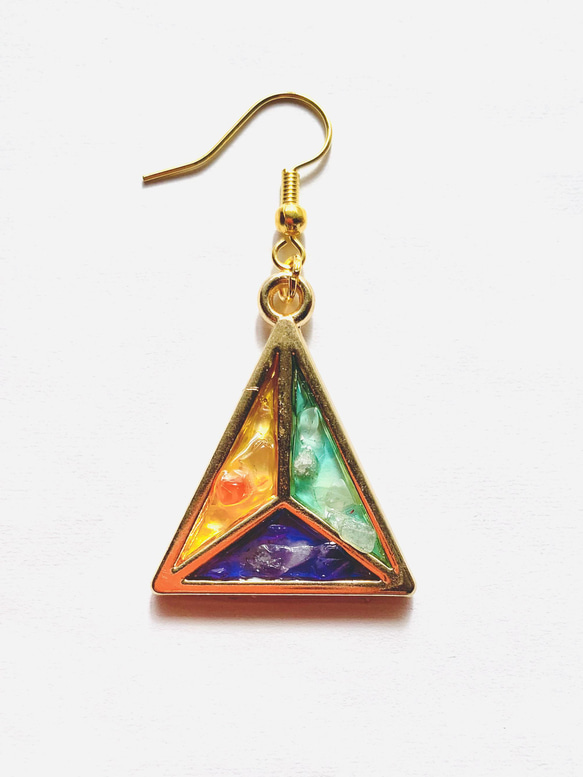 三角形透明寶石耳環 第3張的照片