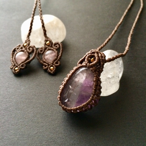 アメジスト　マクラメネックレス マクラメ編みネックレス アメジスト（ブラジル産