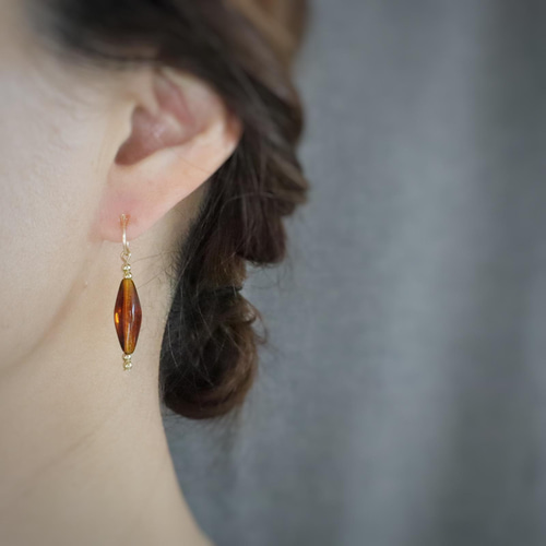 SALE》涼しげロングチェコのひし形シンプルイヤリング/222/痛くない 