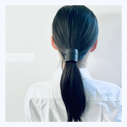 hair cuffs／黒》大size・黒髪に合うレザーポニーフック・本革