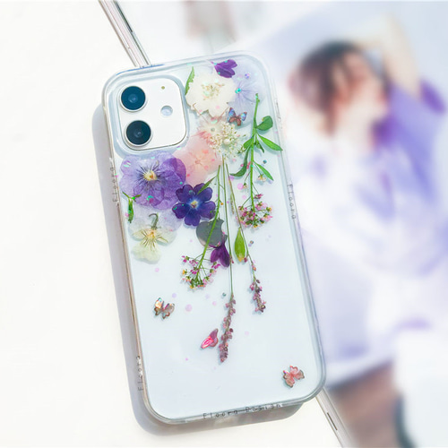 フレッシュな香りが漂う♥ 押し花スマホケース iPhone15 13 12 Pro