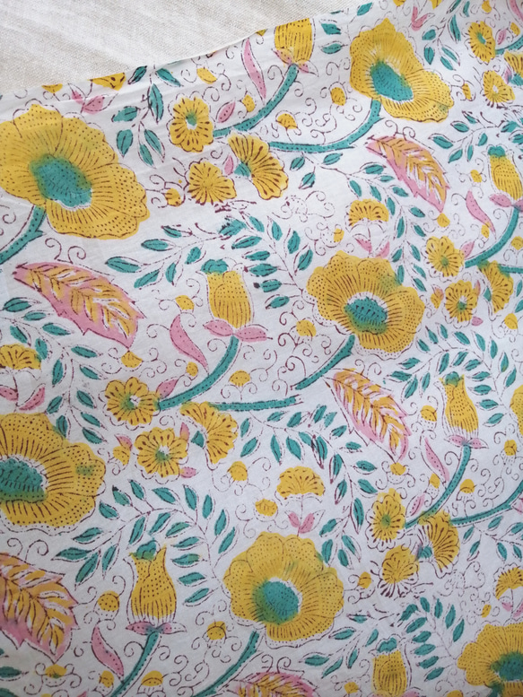 19世紀花柄ファブリック　コットン　フランスアンティーク　布地　ハンドメイド 19世紀花柄ファブリック コットン フランスアンティーク 布地