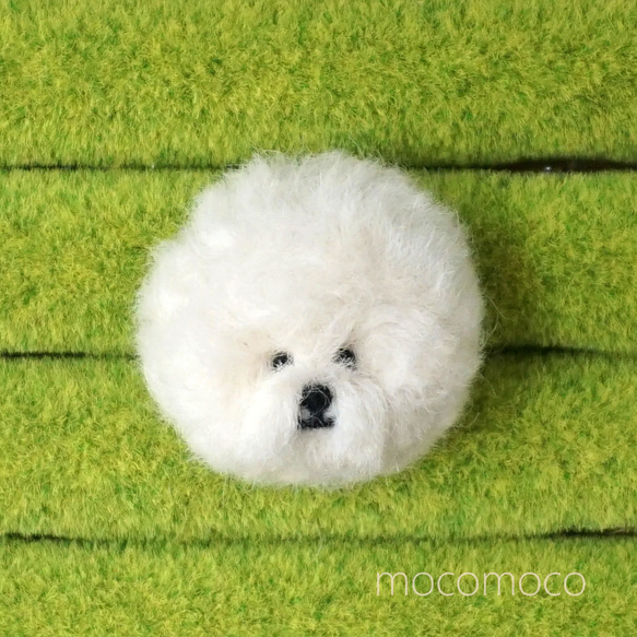 【受注制作作品】フェルティングリング・ビションフリーゼ　☆羊毛フェルト☆あかころ☆akatin☆ 1枚目の画像