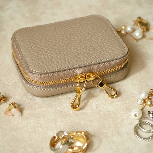 Marble アクセサリーケース コンパクトタイプ Marble】アクセサリーケース フランス産レザー トゥルティエールグレー