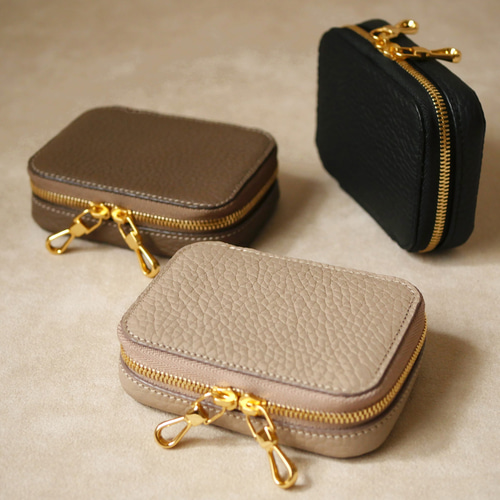 Marble】アクセサリーケース フランス産レザー トゥルティエールグレー