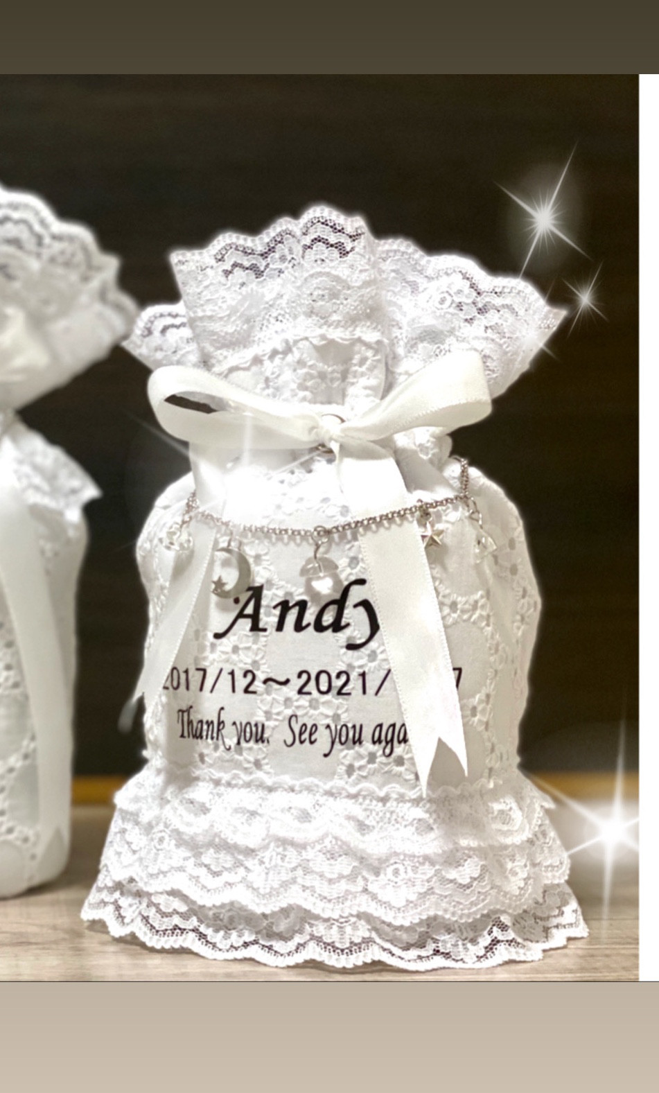 2【天使のドレス】ペットの骨壺カバー　オーダーメイド　サークル柄レース生地-下