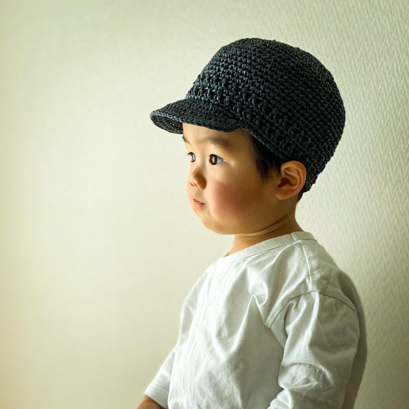 【NEWカラー6色•麦わらキャップ】子供用　セミオーダー　麦わら帽子/キャップ/100%和紙 3枚目の画像