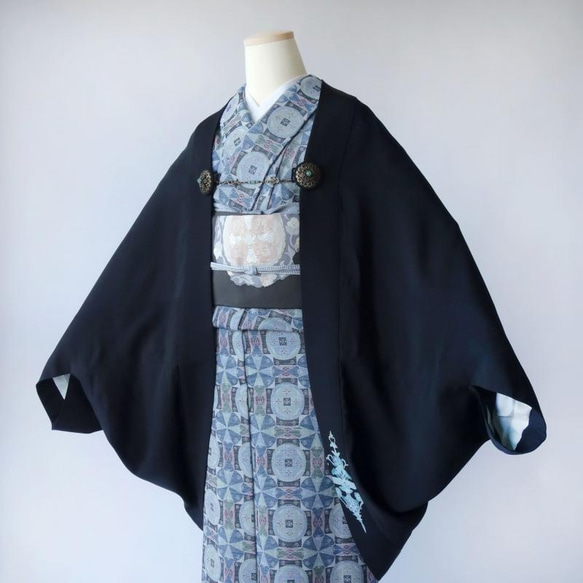 Seika 菊花圖案飛鼠羽織 2way 日式/西式組合外套黑江羽織翻版 1 件 第2張的照片