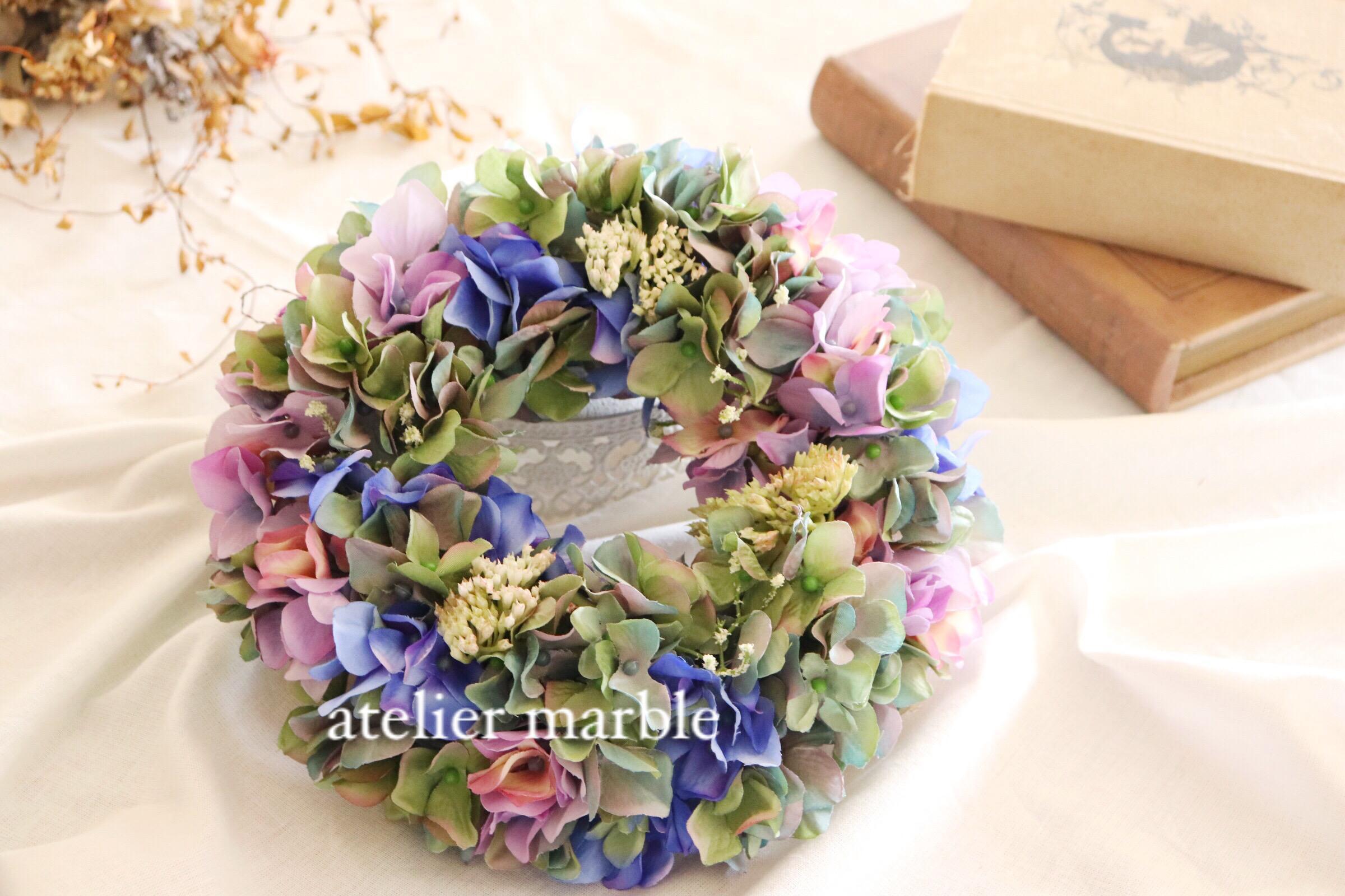 紫陽花2025【受注制作】アンティーク紫陽花　シンプルなリース