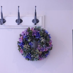 【受注製作】アンティーク紫陽花　シンプルなリース　　※リース専用ボックス付き 4枚目の画像