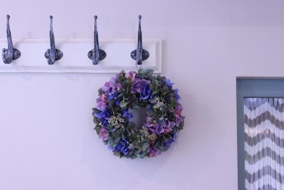 【受注製作】アンティーク紫陽花　シンプルなリース　　※リース専用ボックス付き 4枚目の画像