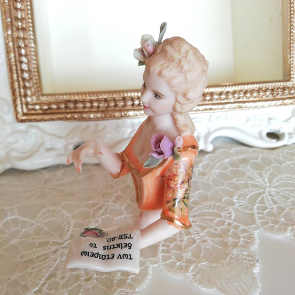 【受注製作】ハーフドールオーダー 【 ロマンス M　オレンジ 】  人形 レース ドール  ティーコゼ ピンクッション 5枚目の画像
