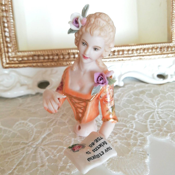 【受注製作】ハーフドールオーダー 【 ロマンス M　オレンジ 】  人形 レース ドール  ティーコゼ ピンクッション 7枚目の画像