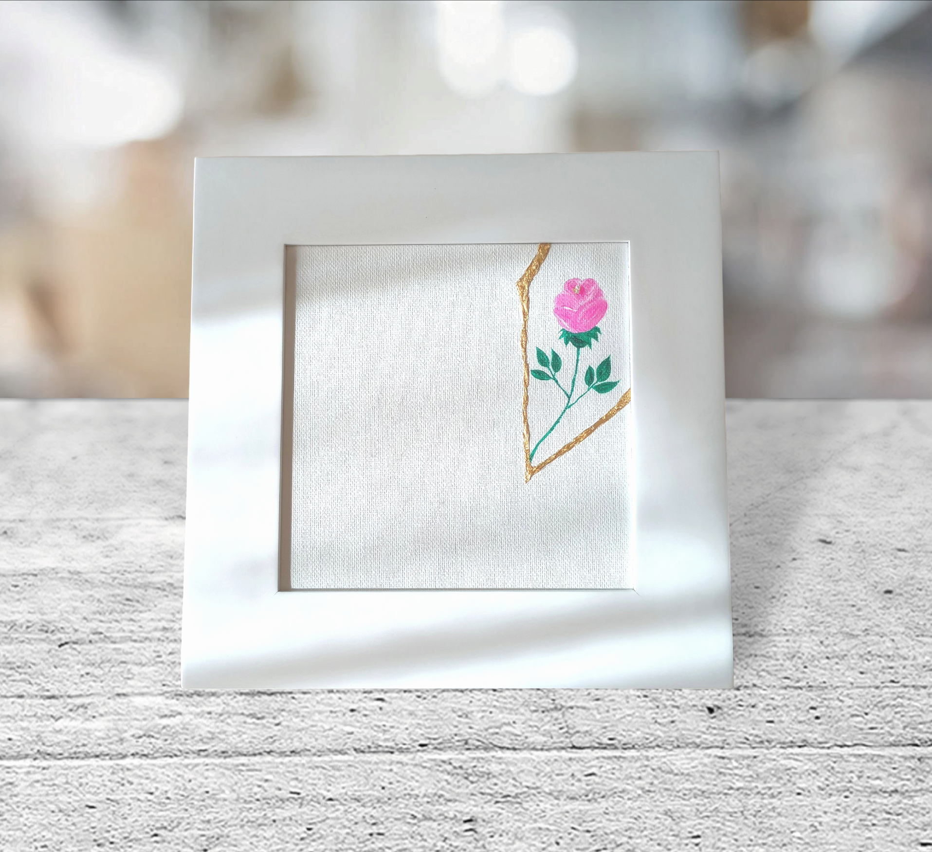 『rose Ⅱ』選べる額 純金箔の金継ぎアート インテリア モダン シンプル 余白 花 薔薇