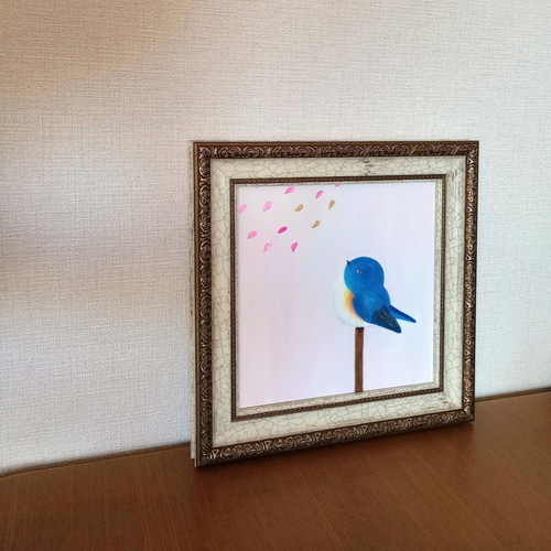 blue bird』純金箔の金継ぎアート インテリア シンプル 青い鳥