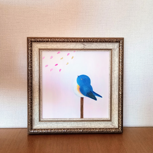 blue bird』純金箔の金継ぎアート インテリア シンプル 青い鳥