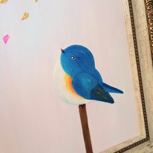 blue bird』純金箔の金継ぎアート インテリア シンプル 青い鳥