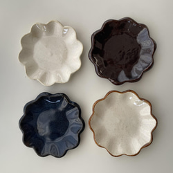 輪花皿4枚セット 手作り陶器 小皿 pottery工房 通販 12144498
