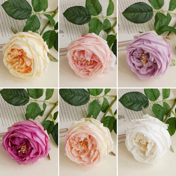 【リアル造花】選べる6色イングリッシュローズ1本売り 7枚目の画像