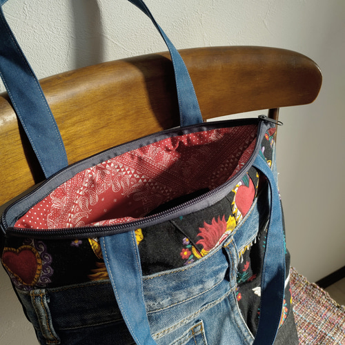 一点のみ！デニムリメイク×メキシカンハート♡コラソンプリント 