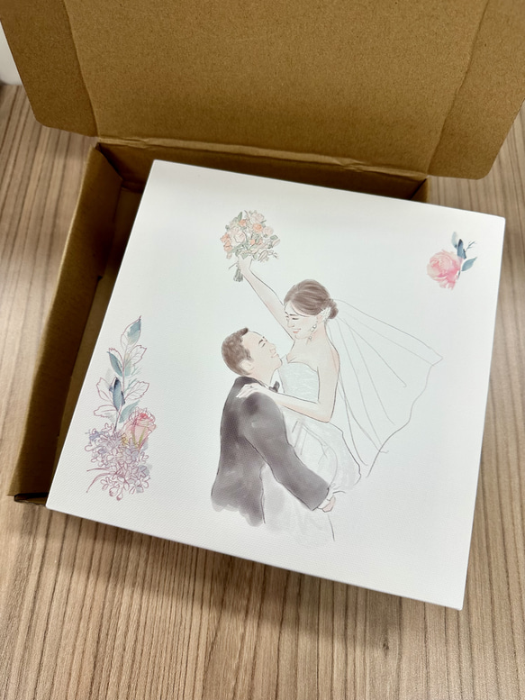 MYLoveHK 手繪似顏人像來圖個人訂造 婚照水彩風掛畫 結婚禮物 第4張的照片