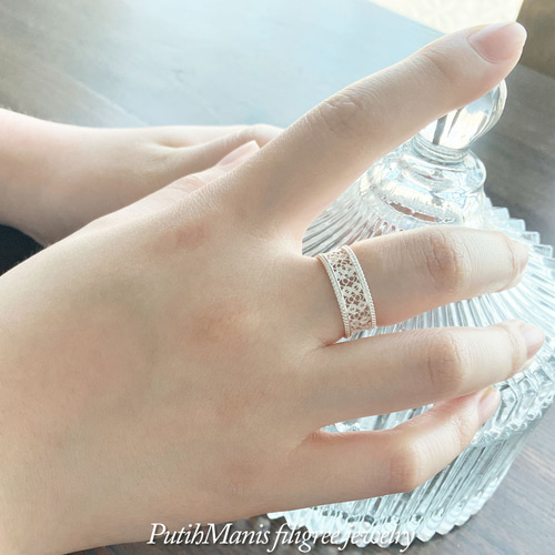 へのへ商店　美しい！　レース　透かし模様　豪華なリング へのへ商店様専用 美しい！ レース 透かし模様 豪華なリング - メルカリ