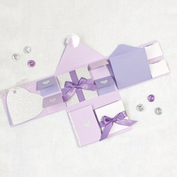 ✳︎組み立ていらず✳︎パーツつき　レター型　サプライズボックス　紫×白×シルバー 1枚目の画像