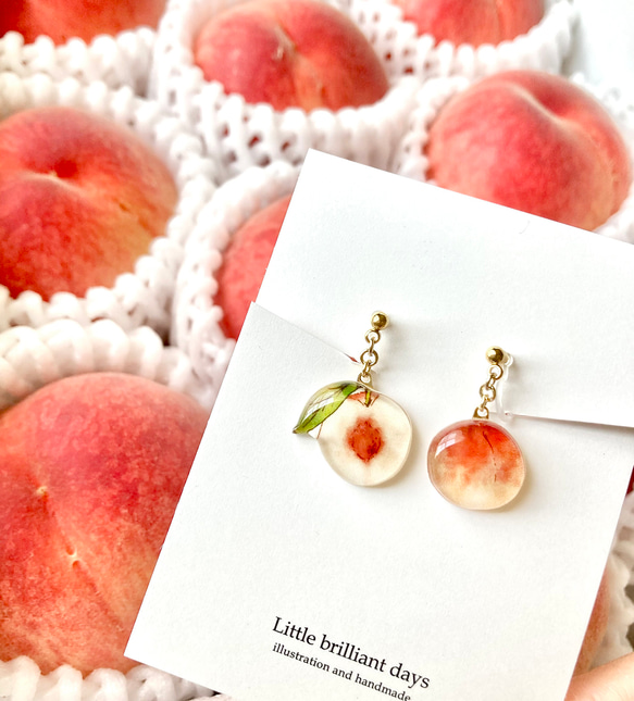 Peach earring｜白桃イヤリング・ピアス〔夏のフルーツ〕 1枚目の画像