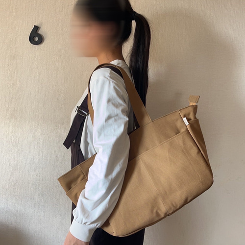 ポケットいっぱいトートバッグ 旅行 マザーズバッグ 帆布 シンプル