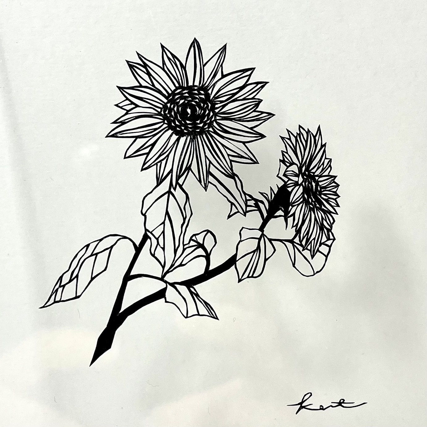 切り絵 ハガキサイズ「ひまわり」 インテリア プレゼント 切り絵