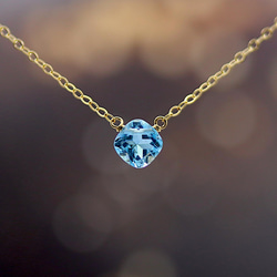 最後一條“AAA 品質”瑞士藍色托帕石鑽石切面項鍊 *14KGF*silver925* 第1張的照片