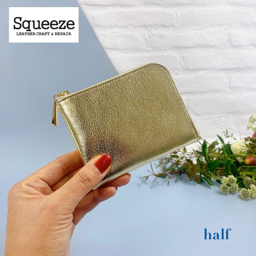 レザージュエルズ　長財布　ゴールド LEON別注モデル！スモールクロコダイル×24金箔！ゴールドに煌めく